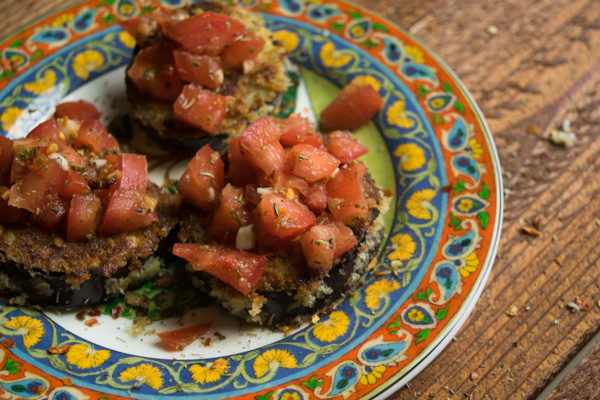 Crispy eggplant bruschetta