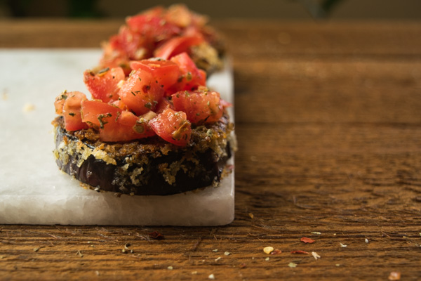 Crispy eggplant bruschetta