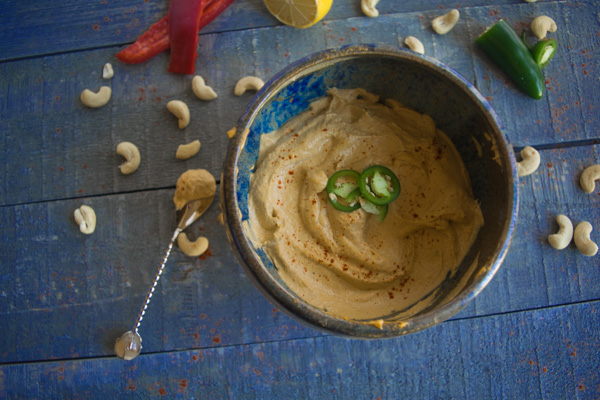 Killer three pepper cashew dip--This fiery cashew dip is blended with three different roasted peppers and makes for one flavorful dip! |www.cookeatlaugh.com