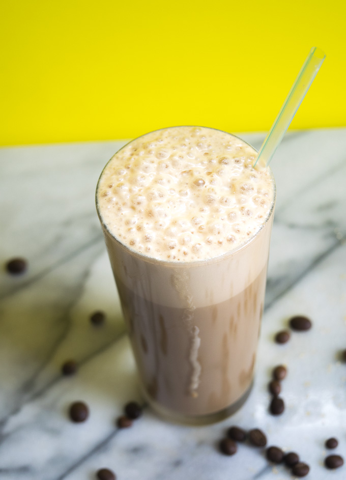 Cold CoffeeCold Coffee( 5 minute ice blended coffee)-- all you need is 3 ingredients, a blender, and about 5 minutes for this delicious cold coffee! |www.cookeatlaugh.com
