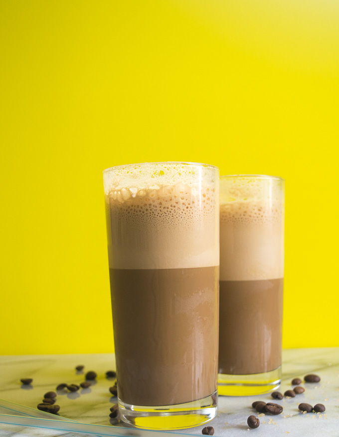 Cold CoffeeCold Coffee( 5 minute ice blended coffee)-- all you need is 3 ingredients, a blender, and about 5 minutes for this delicious cold coffee! |www.cookeatlaugh.com