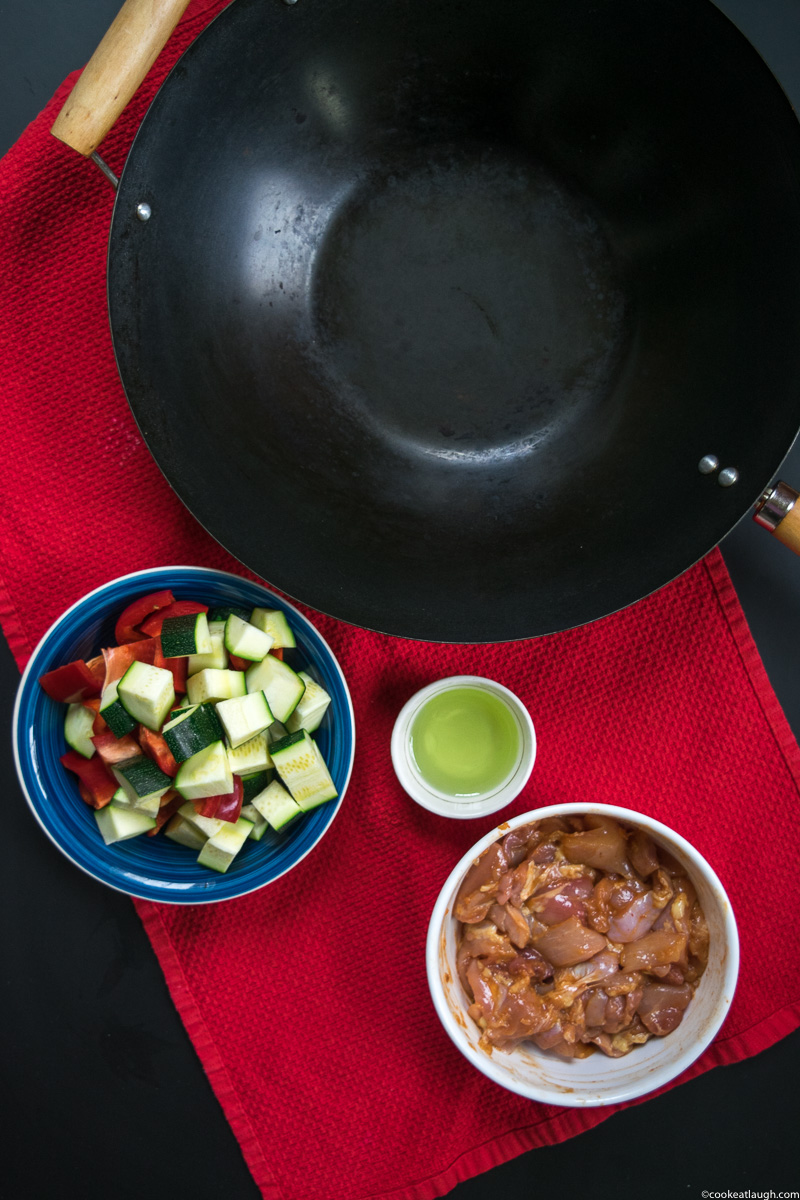 Asian fusion weeknight chicken stir-fry--A perfect quick, delicious, and heatlhy weeknight chicken stir-fry! |www.cookeatlaugh.com