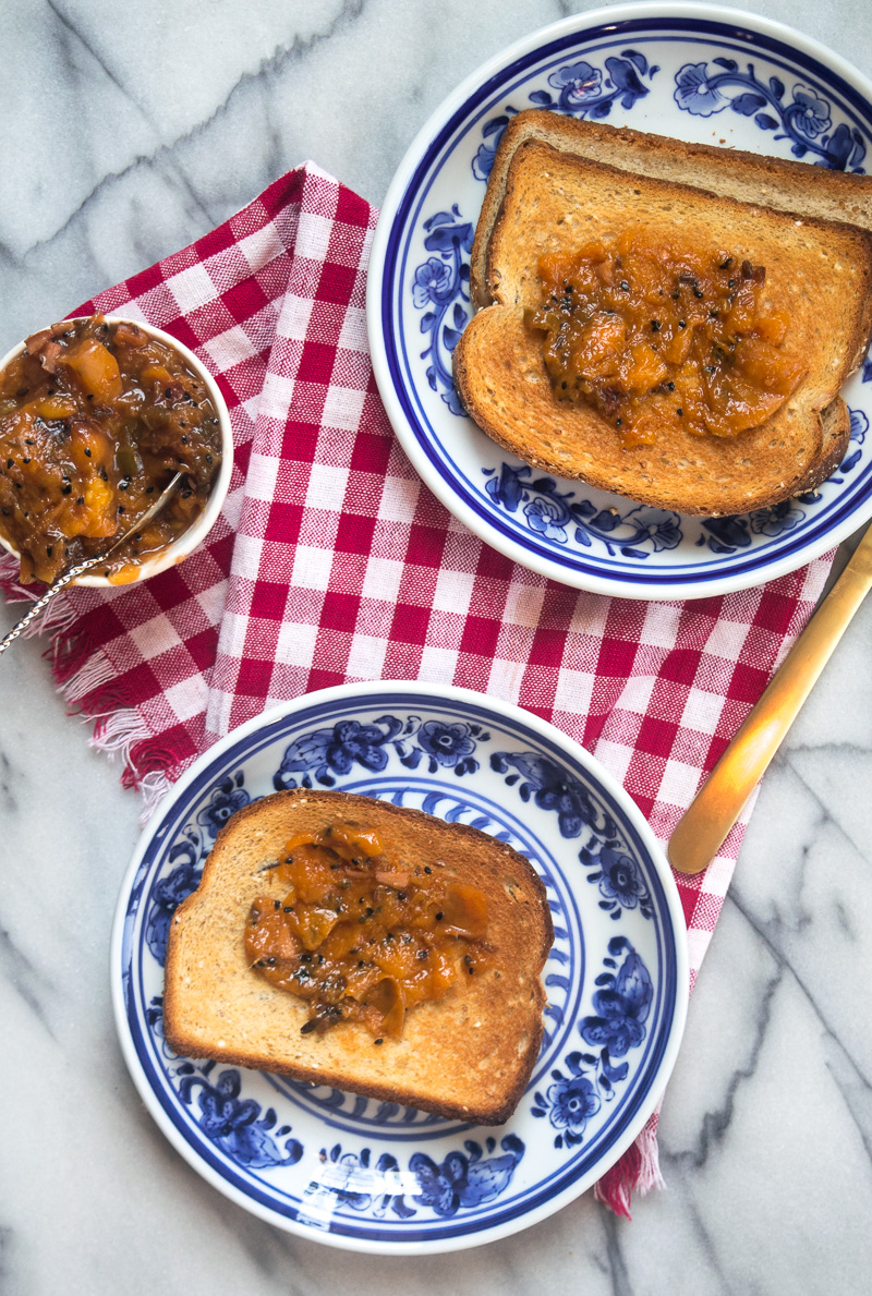 End of summer peach chutney-- a perfect combination of sweet, tangy, spicy, and savory. Great on toast, serve along with your cheese board, or slather on everything. |www.cookeatlaugh.com