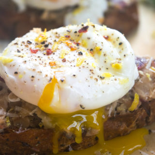 Smashed bean on toast with poached egg 11