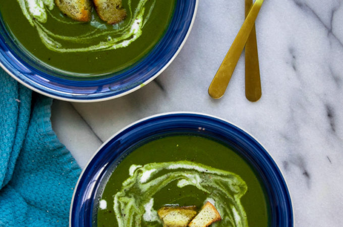 Spinach and swiss chard green soup