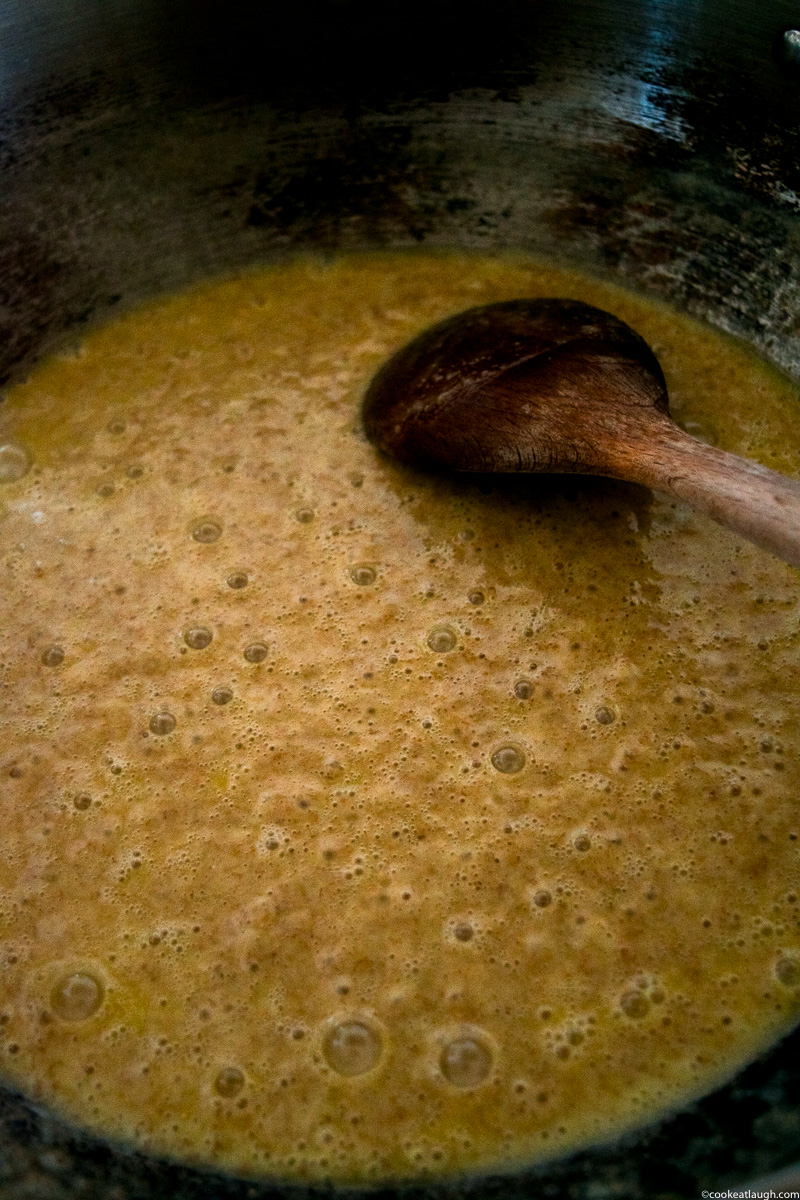 Grandma’s atta ka halwa (Wheat flour halwa)! is a type of pudding made with equal parts of ghee, sugar, and wheat flour. It’s rich, decadent, and easy to make. |www.cookeatlaugh.com-1-2