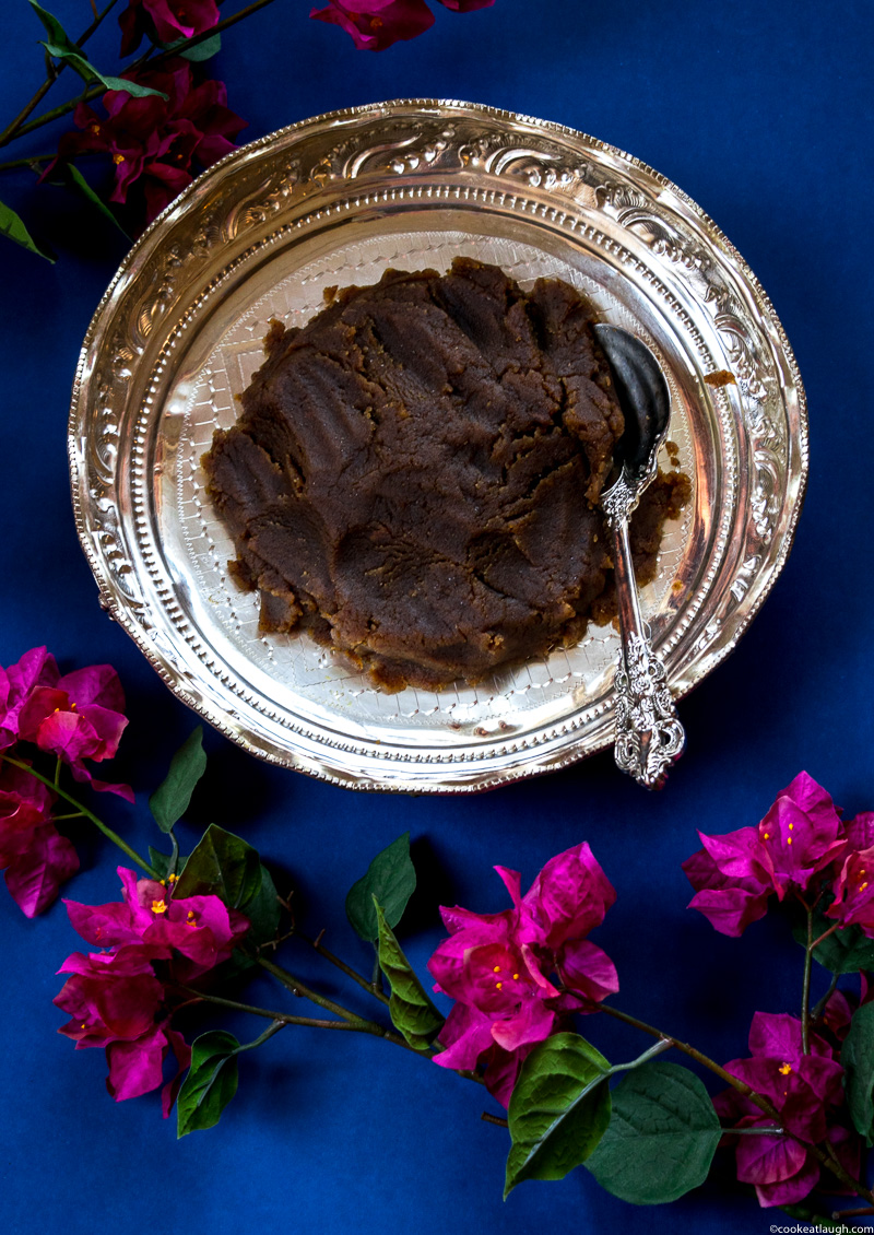 Grandma’s atta ka halwa (Wheat flour halwa)! is a type of pudding made with equal parts of ghee, sugar, and wheat flour. It’s rich, decadent, and easy to make. |www.cookeatlaugh.com-8