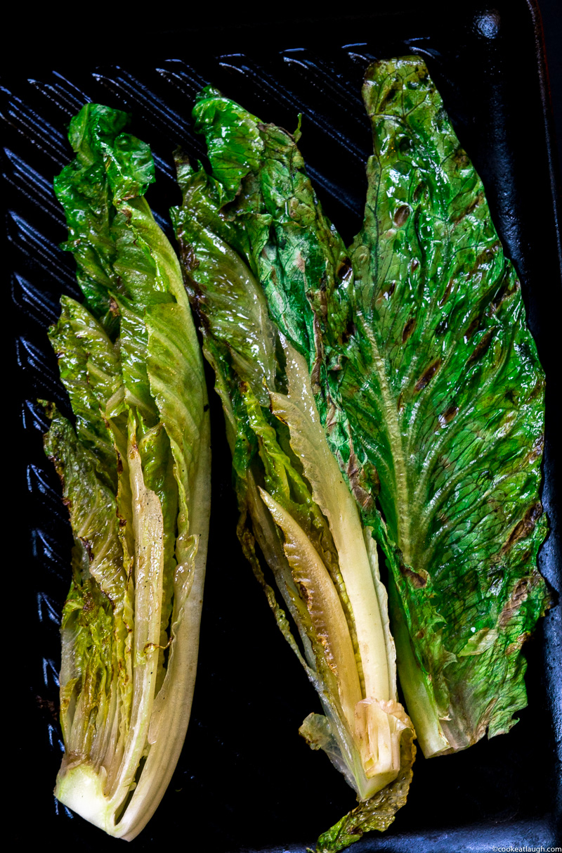 Grilled romaine lettuce salad with butternut squash salsa! not an ordinary boring salad, it is crunchy, smoky, tad sweet, and salty. Perfect for the holidays! www.cookeatlaugh.com-2