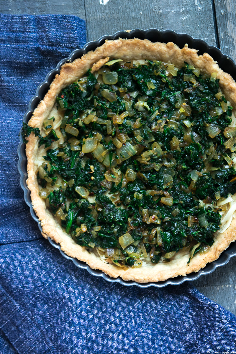 Spinach and onion Quiche (No cream added!)-4