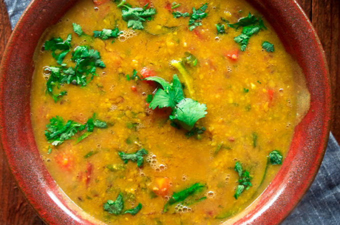 Sindhi Khatti Dal (sour lentil stew)