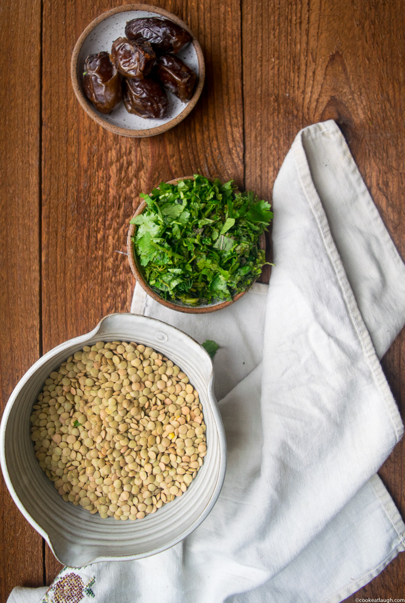 Roasted Butternut Squash with lentils, dates and fresh herbs-1