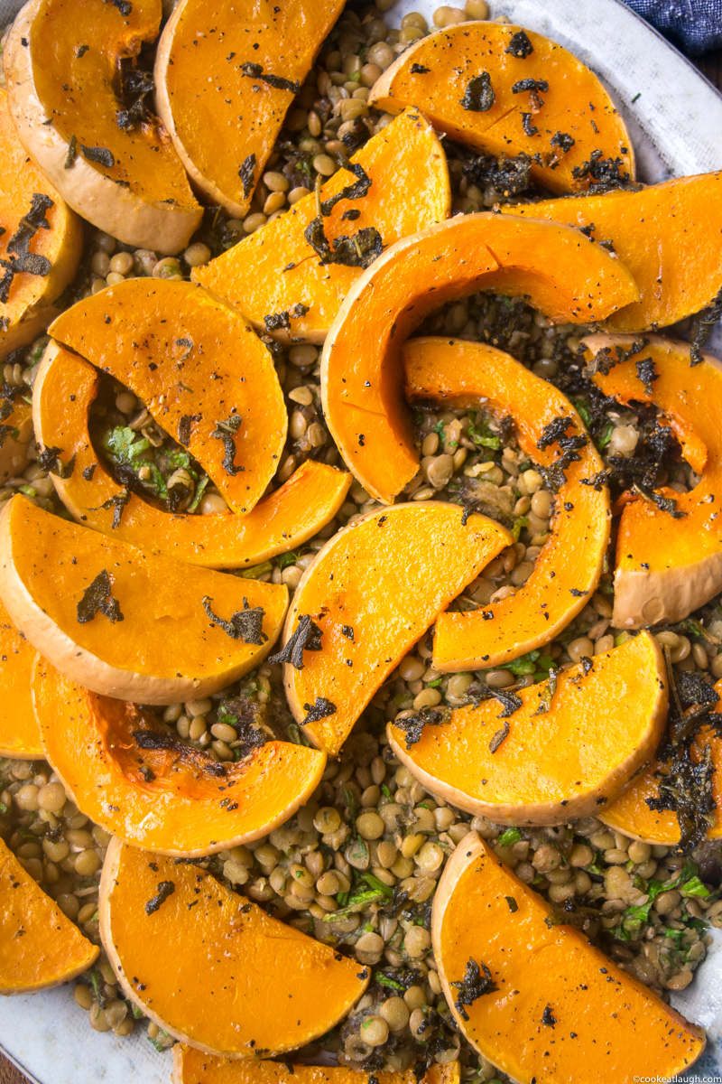 Roasted Butternut Squash with lentils, dates and fresh herbs-3