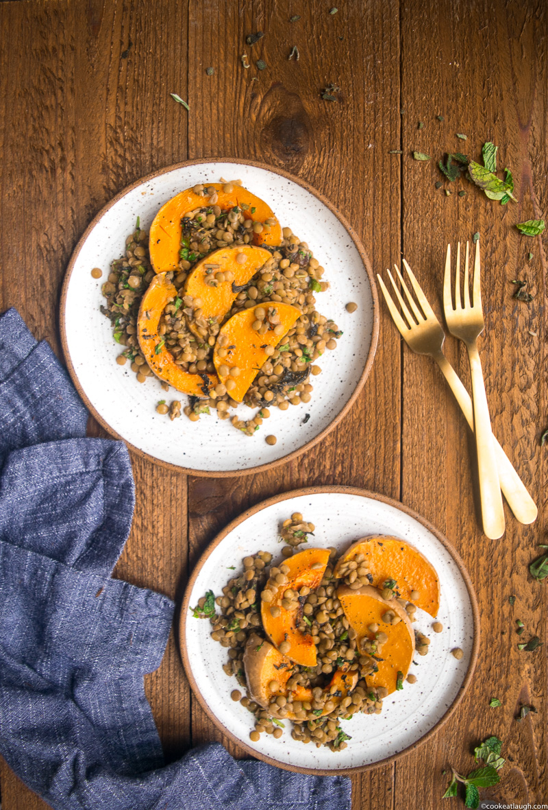 Roasted Butternut Squash with lentils, dates and fresh herbs-32