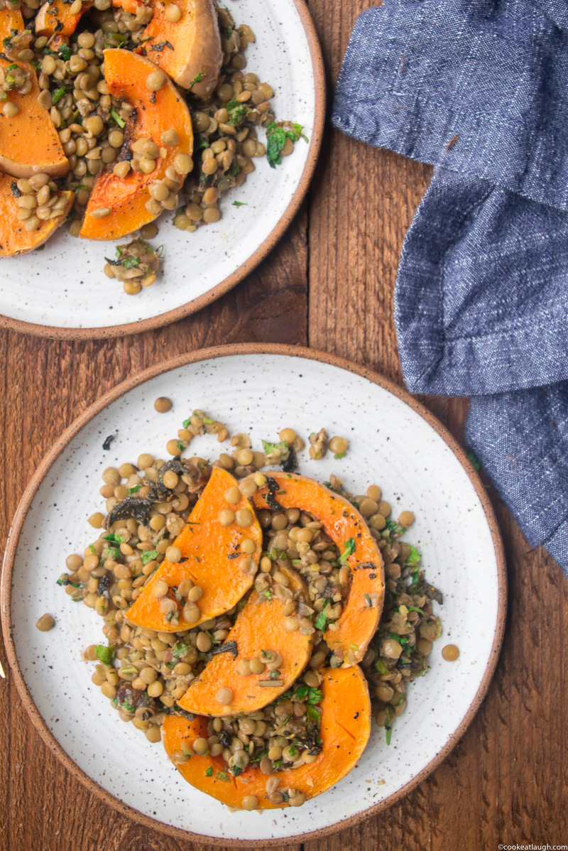 Roasted Butternut Squash with lentils, dates and fresh herbs-8